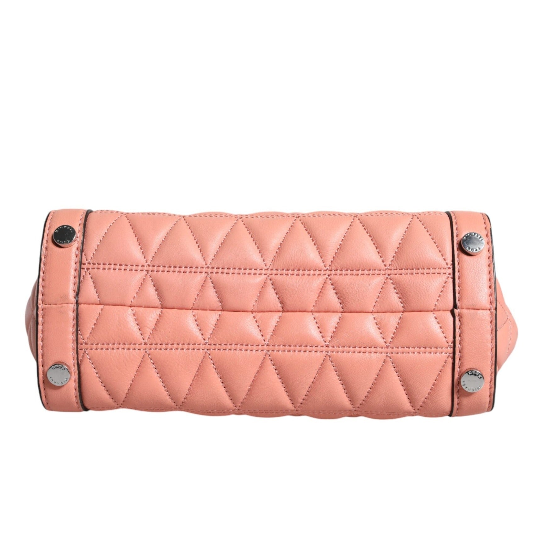 Peach Quilted Leather Logo Crossbody VIVIANNE Messenger Bag