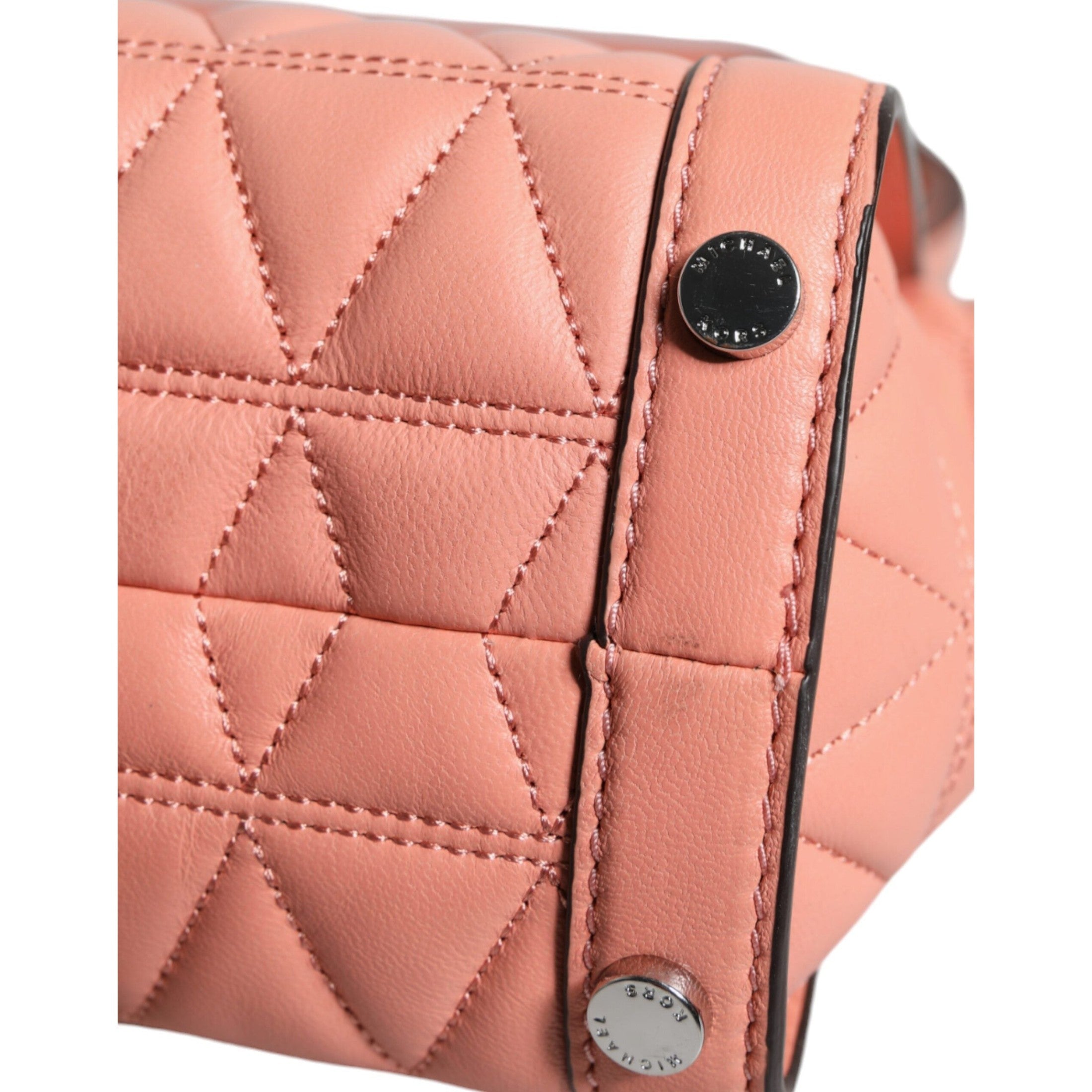 Peach Quilted Leather Logo Crossbody VIVIANNE Messenger Bag