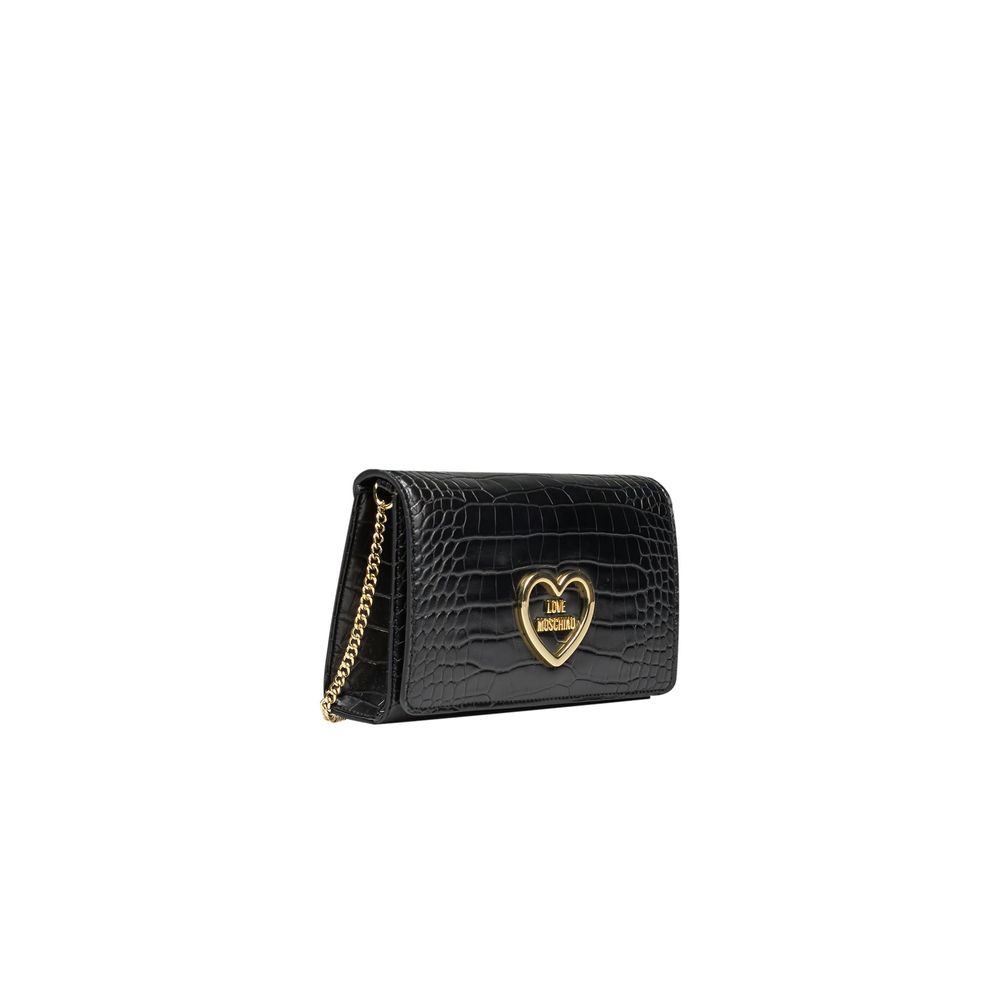 Black Polyethylene Women Crossbody Bag